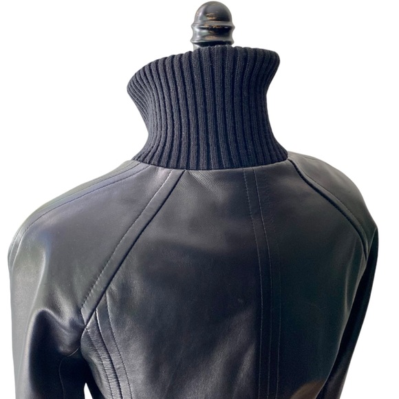 BELLA BICCHI SOFT BLACK LEATHER MID-LENGTH BELTED JACKET SM - Picture 2 of 15